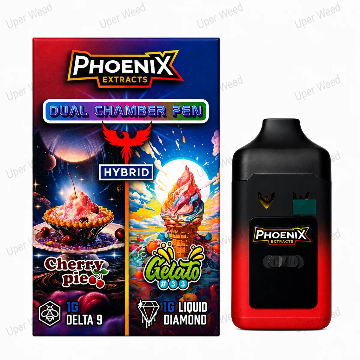 Phoenix 2G Dual Chamber Vape Pen - Cherry Pie & Gelato #33 (1G/Chamber)