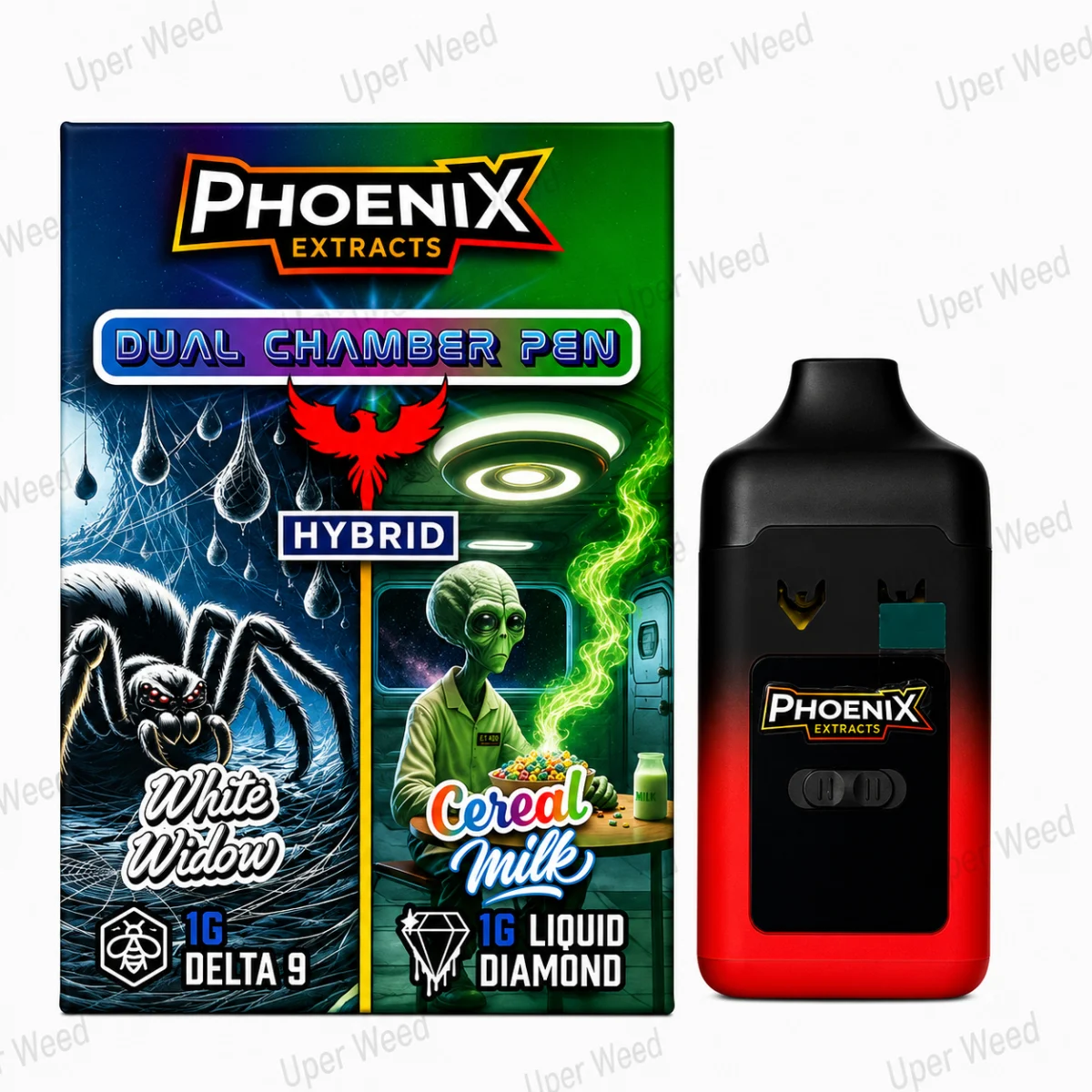Phoenix 2G Dual Chamber Vape Pen - White Widow & Cereal Milk (1G/Chamber) photo 1