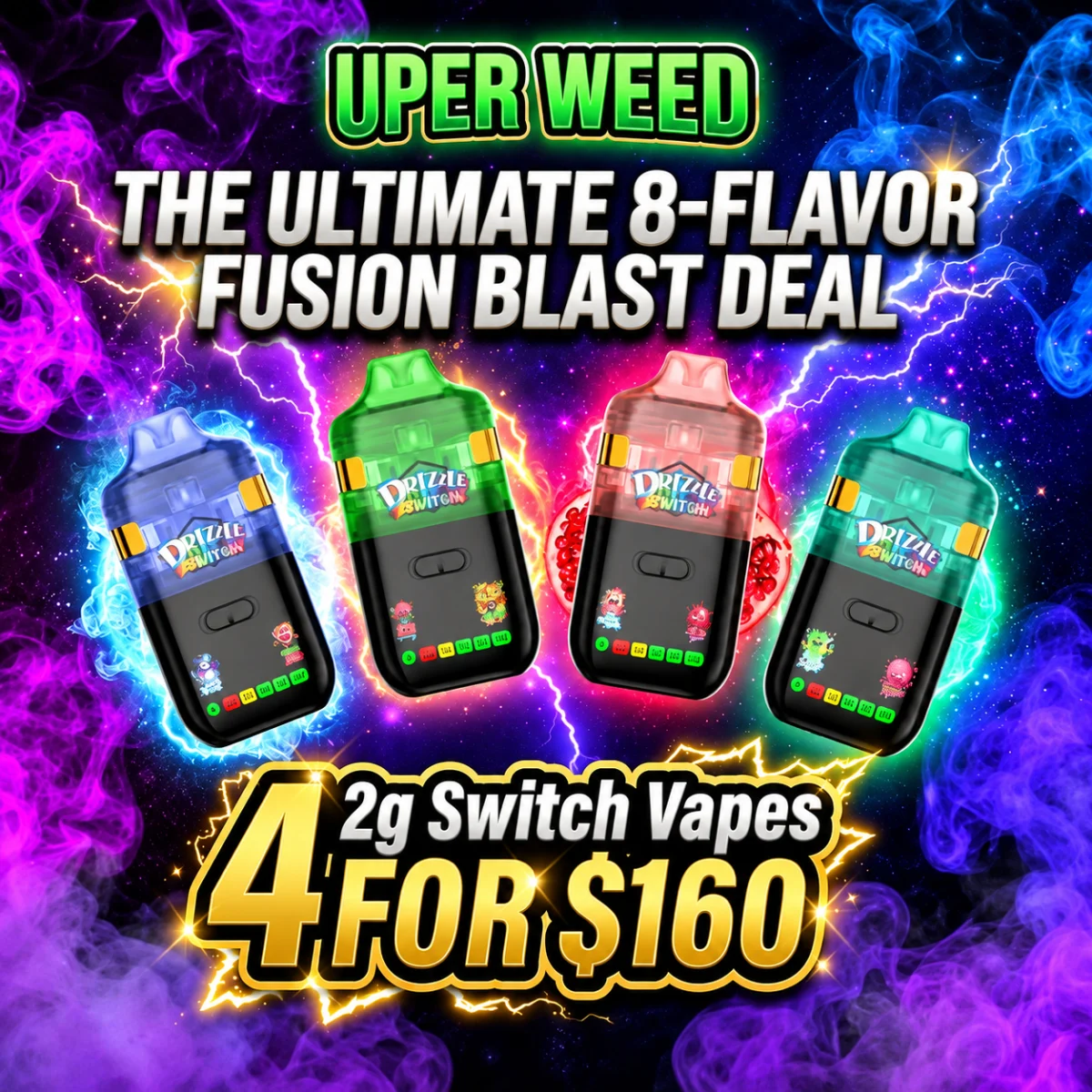 The Ultimate 8-Flavor Fusion Blast Deal – 4 2g Switch Vapes for $160 photo 1