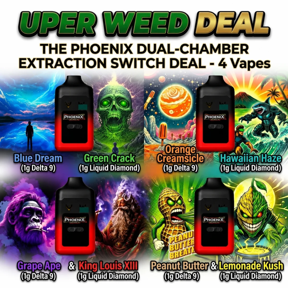The Phoenix Dual-Chamber Extraction Switch Deal – Four 2g Dual-Chamber Vapes